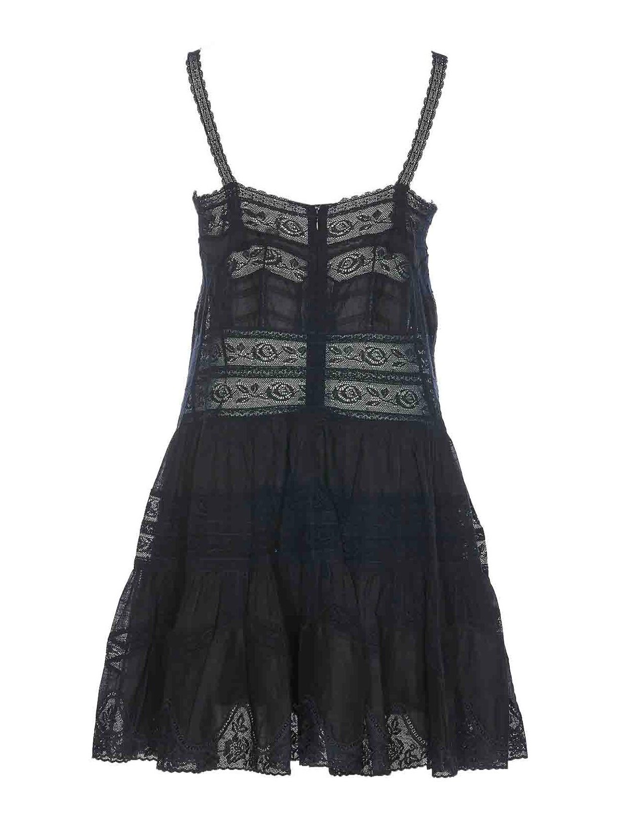 Shop Zimmermann Halliday Lace Trim Short Dress In Negro