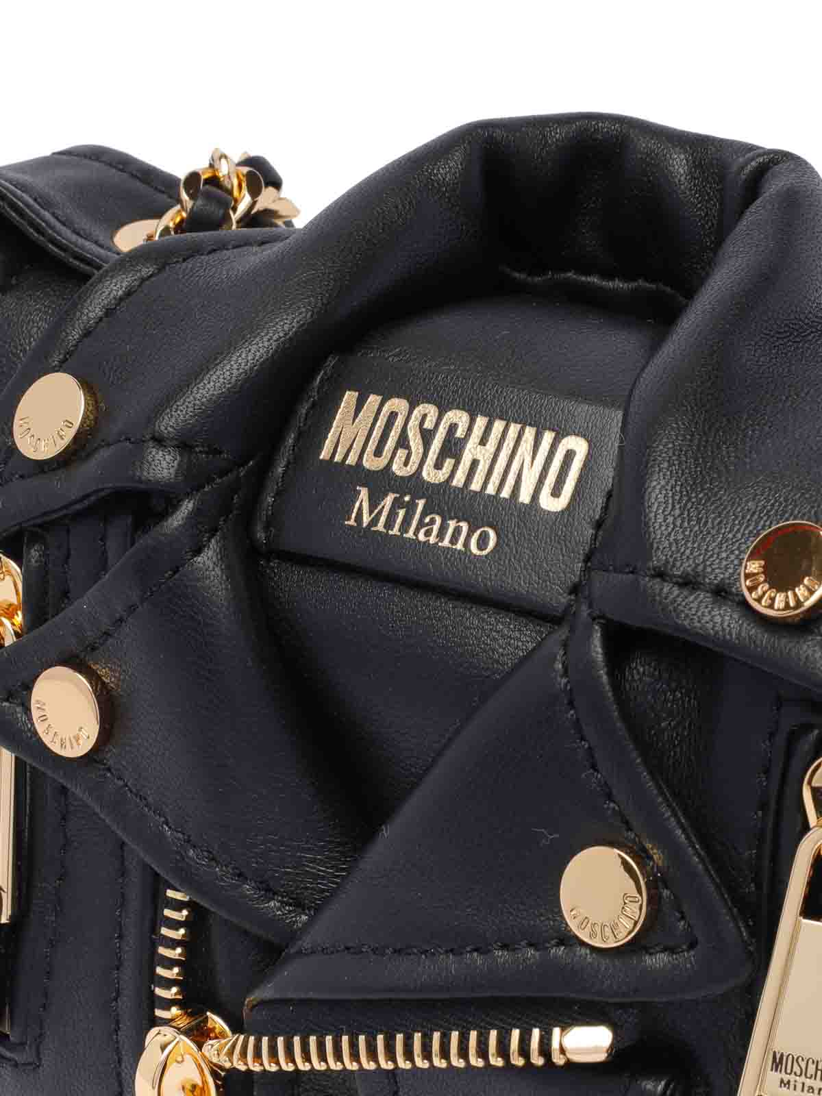 Shop Moschino Black Biker Shoulder Bag