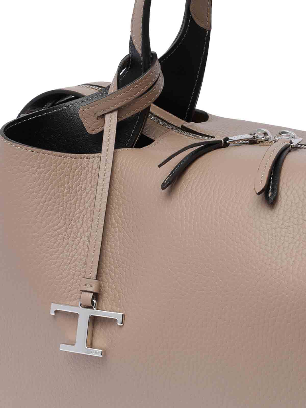 Shop Tod's Leather Handbag In Beis