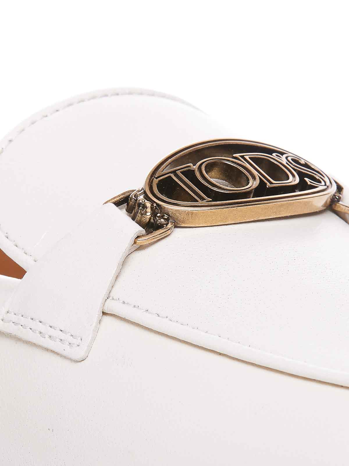 Shop Tod's Leather Loafers In Blanco