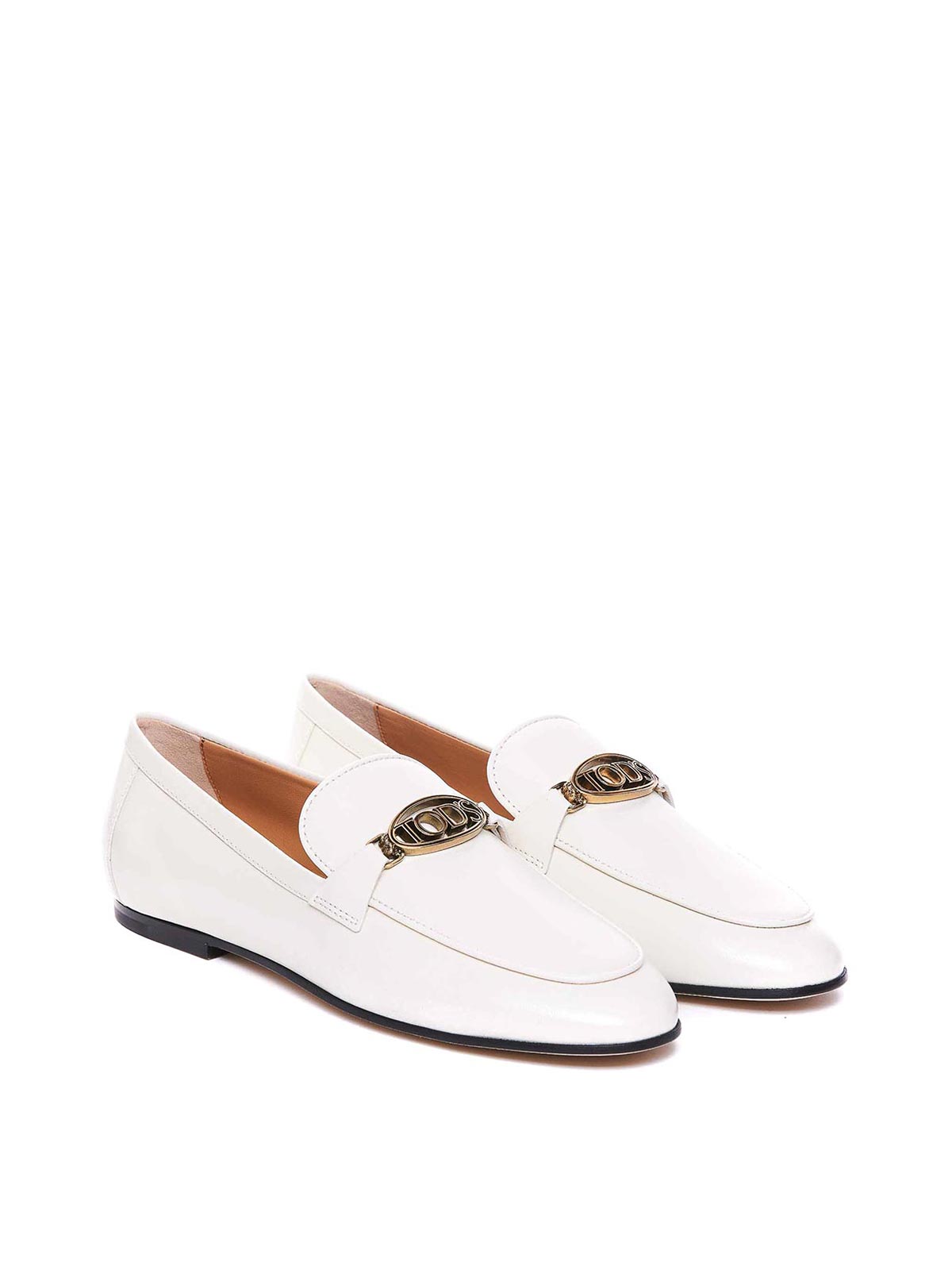 Shop Tod's Leather Loafers In Blanco