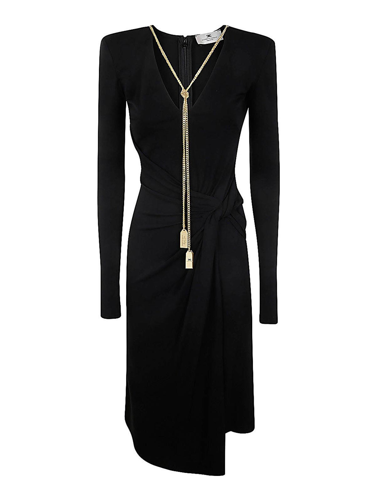 Shop Elisabetta Franchi V Neck Midi Dress In Negro