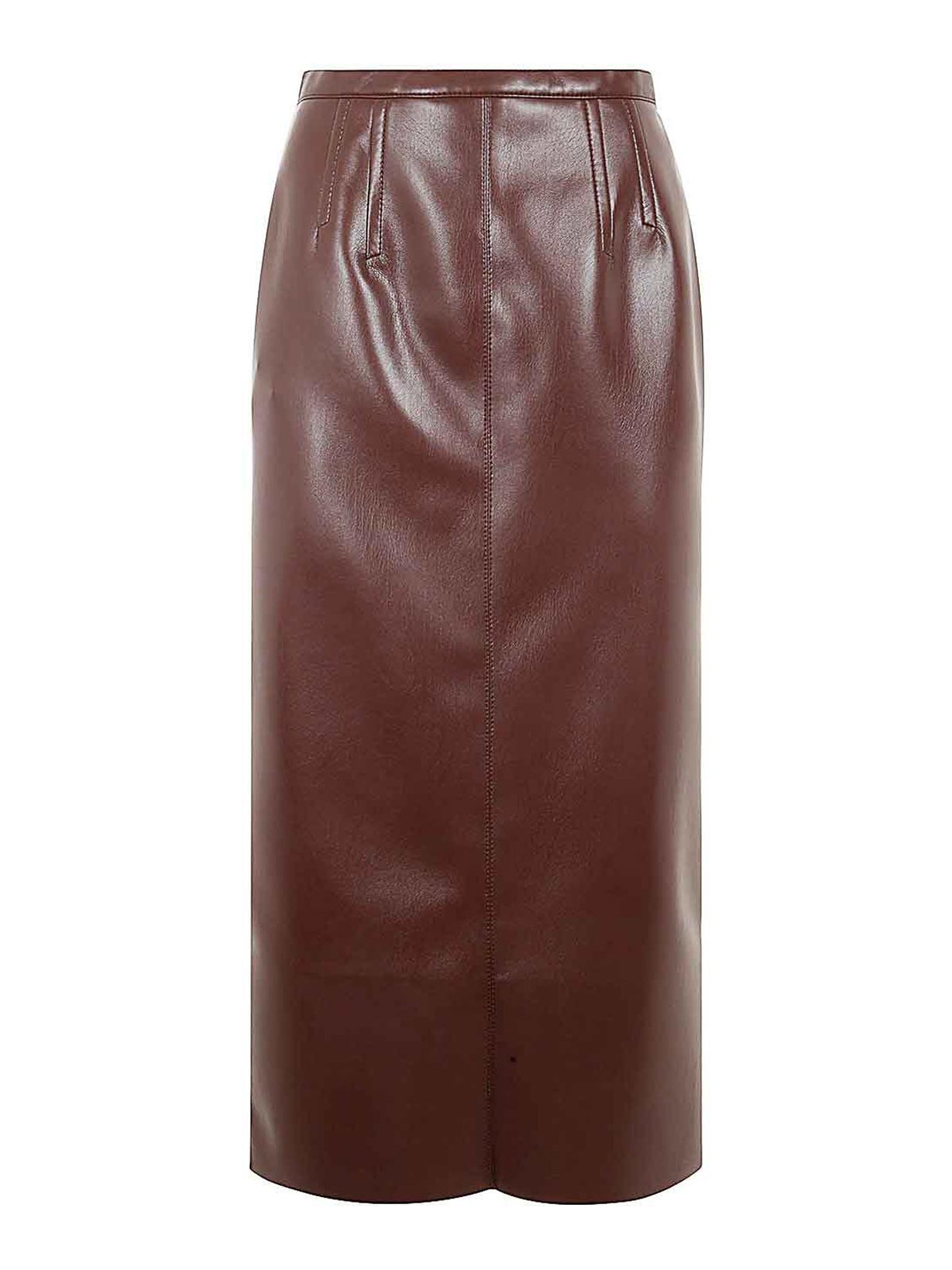 Shop Philosophy Di Lorenzo Serafini Long Leather Effect Skirt In Marrón