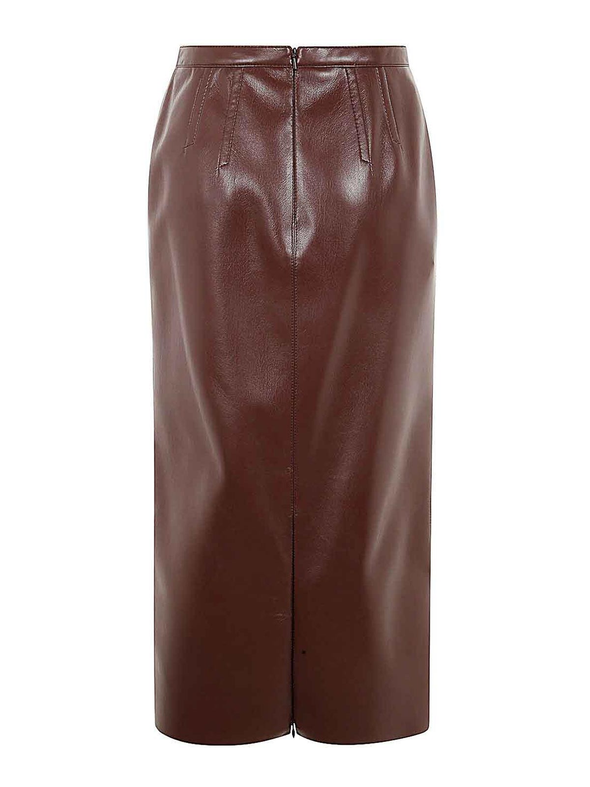 Shop Philosophy Di Lorenzo Serafini Long Leather Effect Skirt In Marrón