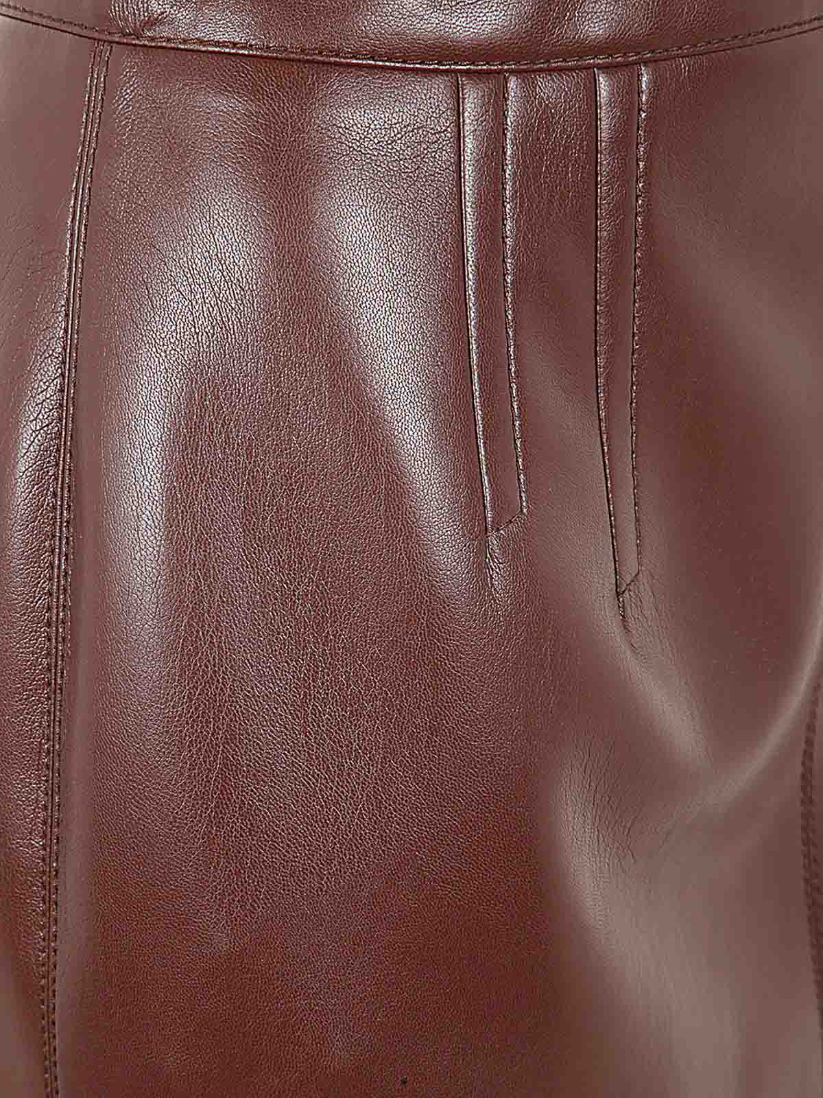 Shop Philosophy Di Lorenzo Serafini Long Leather Effect Skirt In Marrón