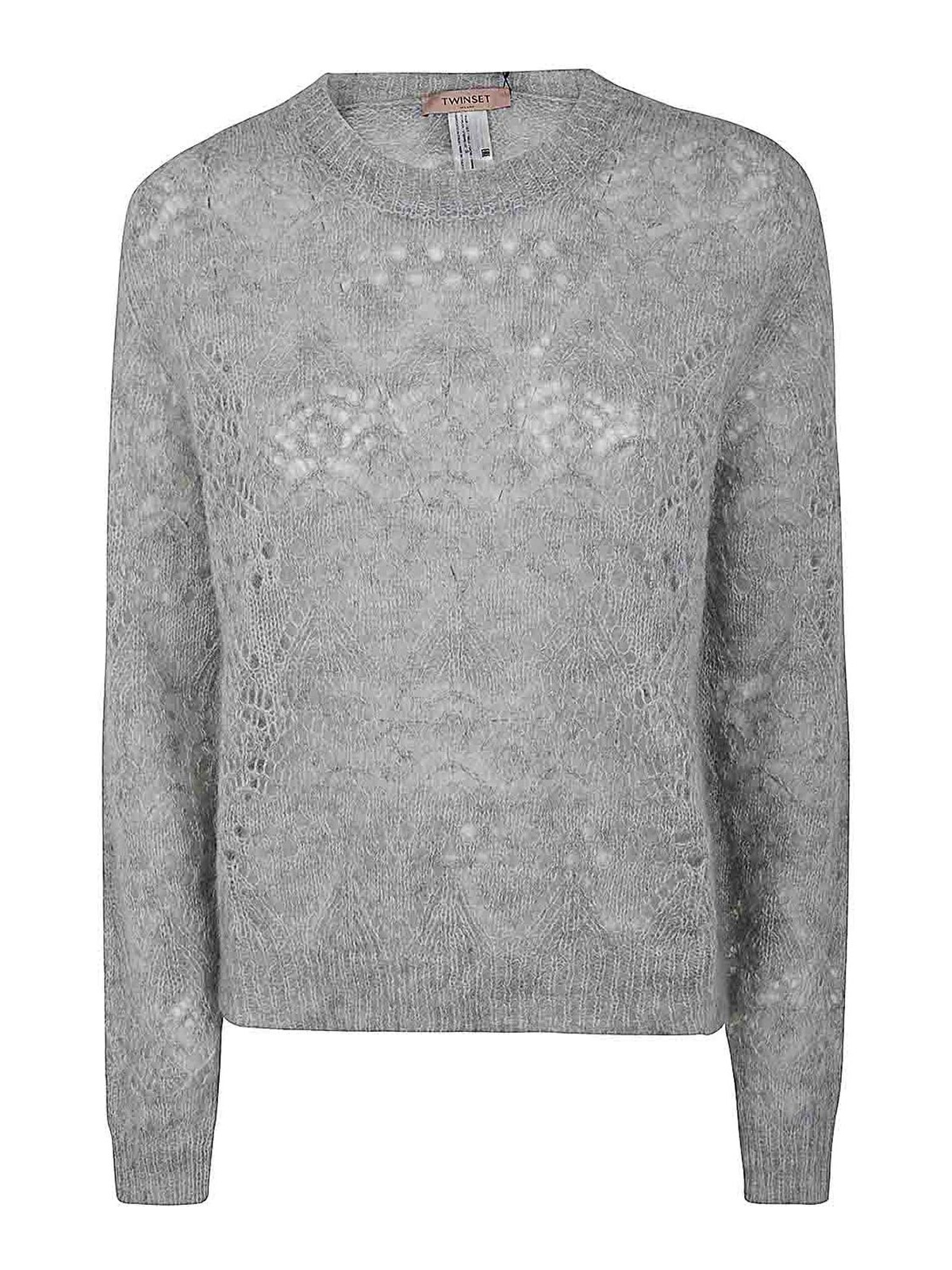 Shop Twinset Crewneck In Gris