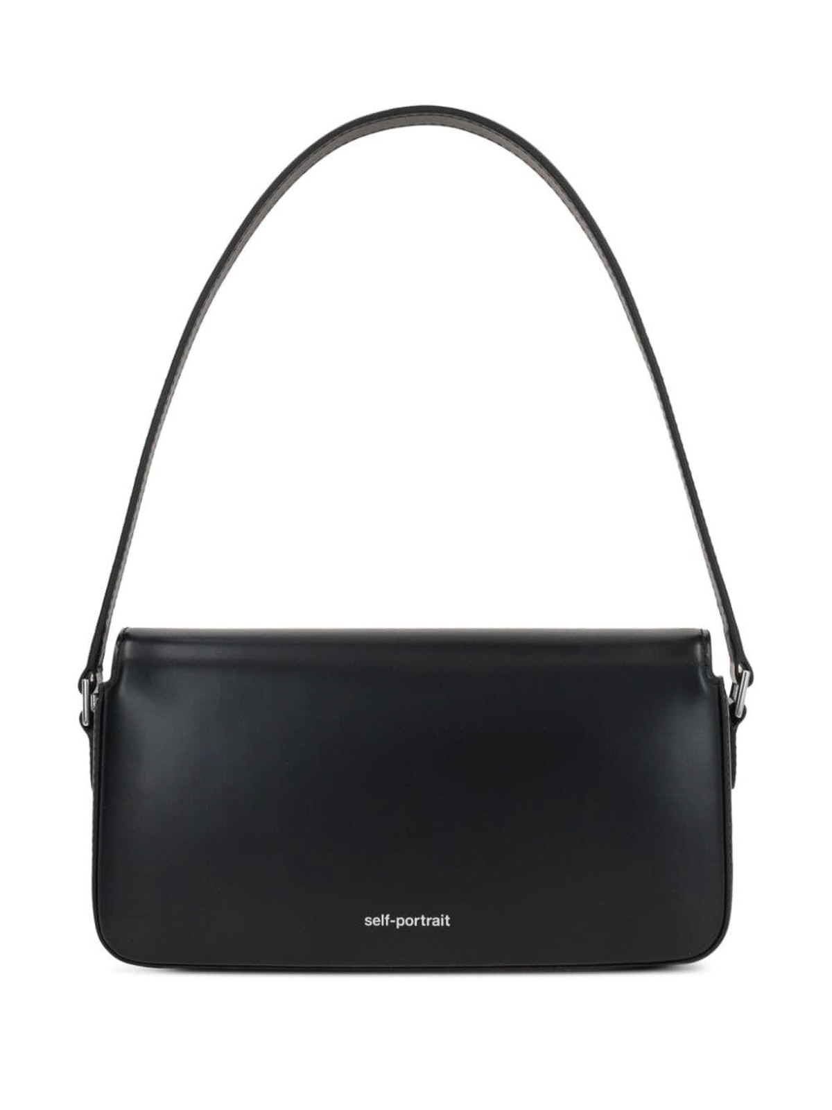 Shop Self-portrait Black Leather Baguette Bag In Negro