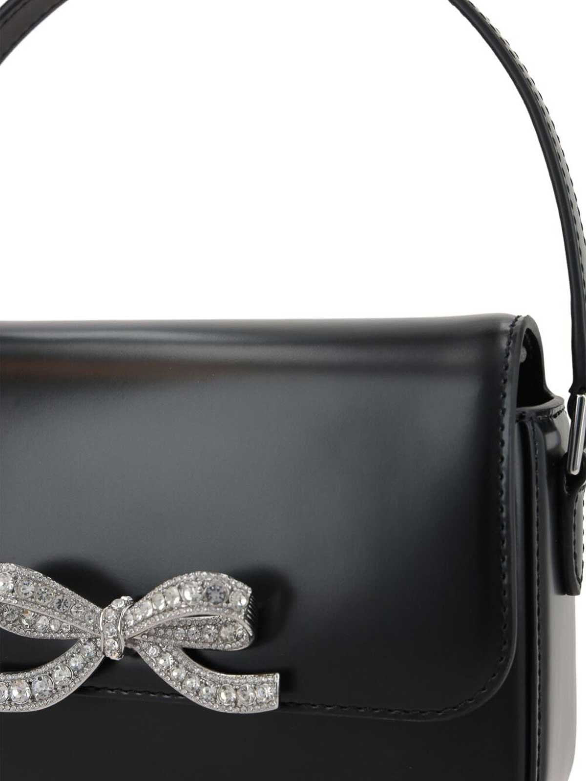 Shop Self-portrait Black Leather Baguette Bag In Negro