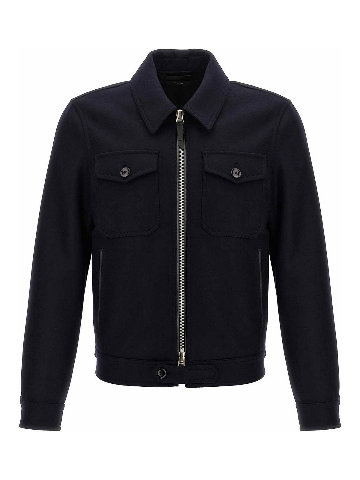 Shop Tom Ford Light Melton Officer Jacket In Blue