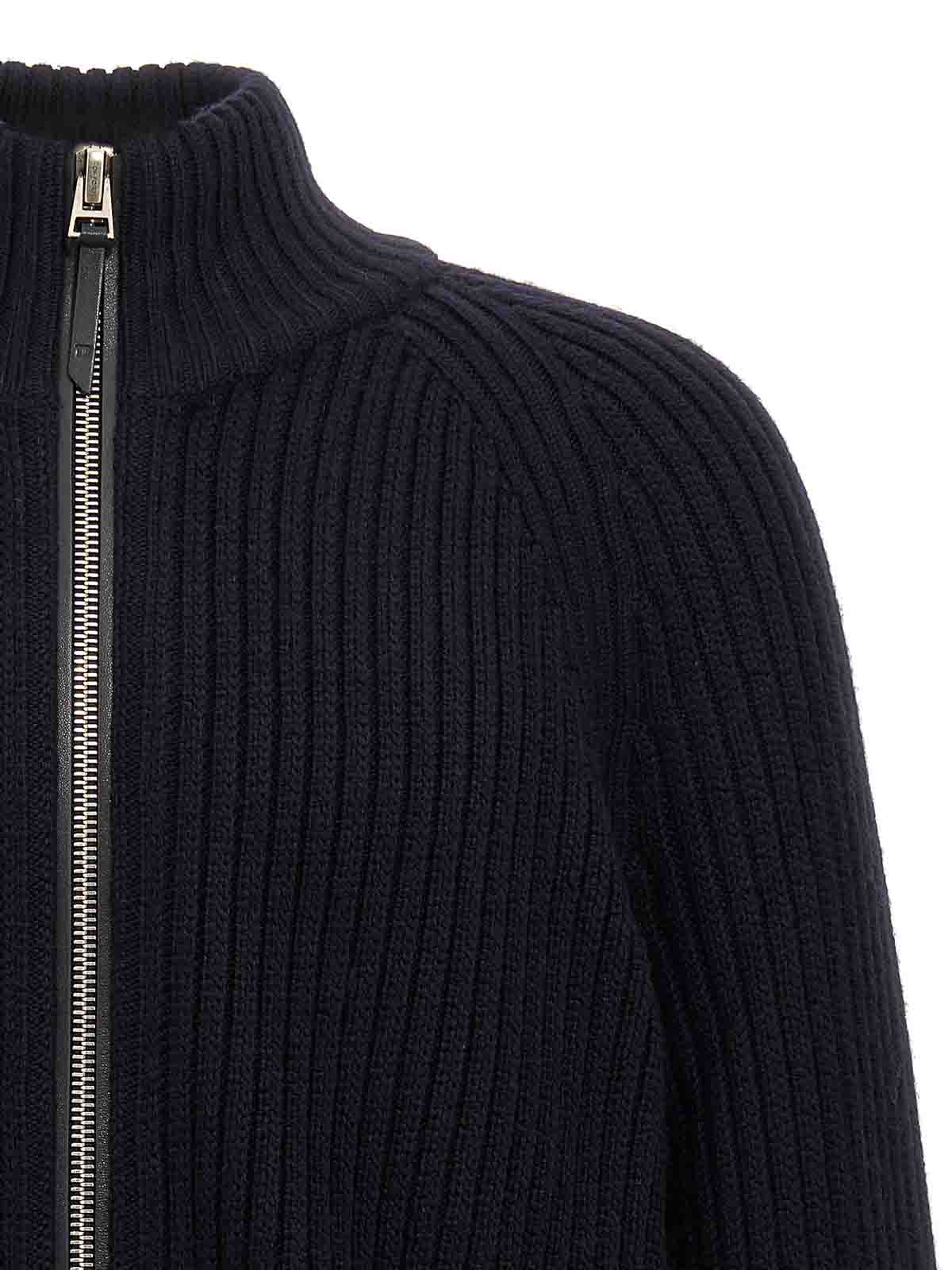 Shop Tom Ford Ribbed Cardigan In Blue