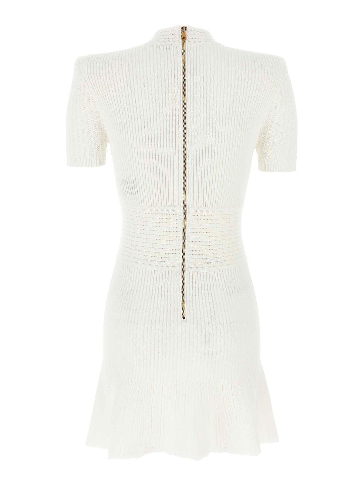 Shop Balmain Logo Button Dress In White