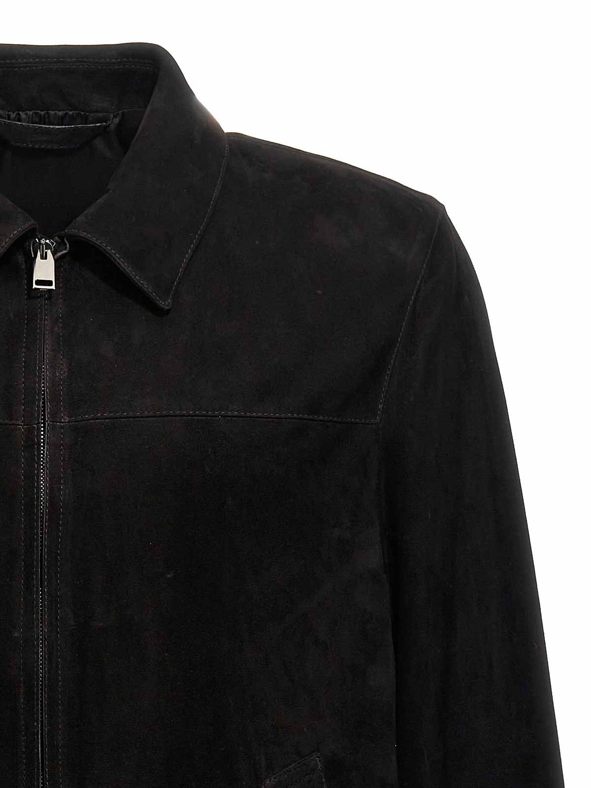 Shop Brioni Suede Jacket In Black