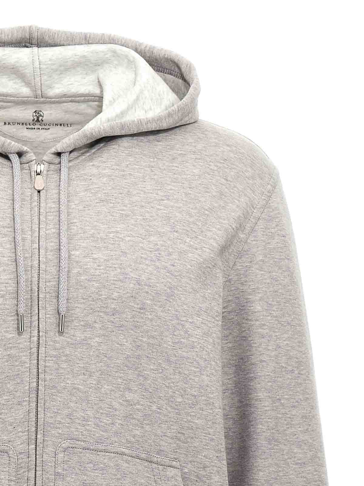 Shop Brunello Cucinelli Cotton Blend Hoodie In Grey