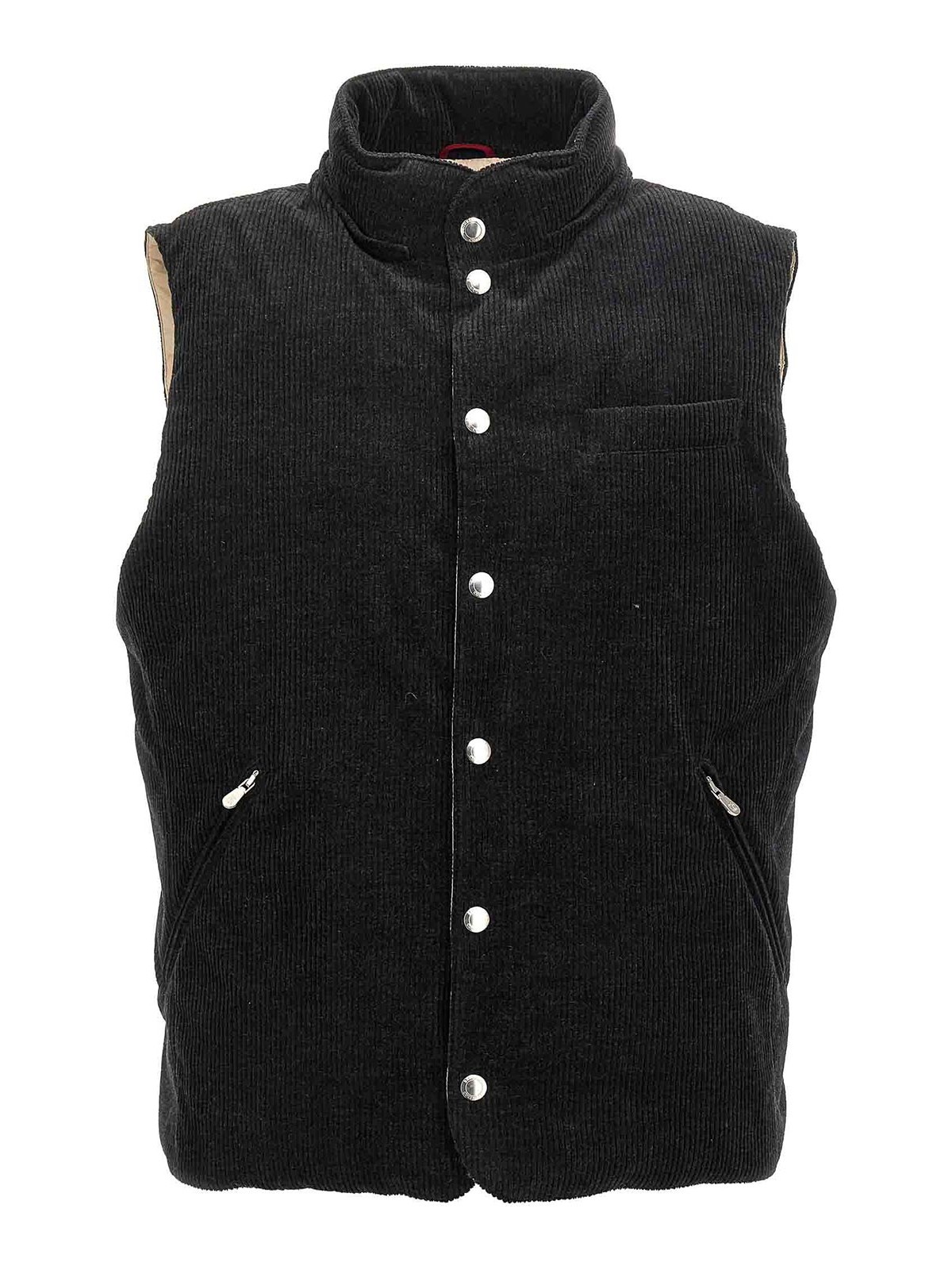 Shop Brunello Cucinelli Ribbed Velvet Vest In Grey