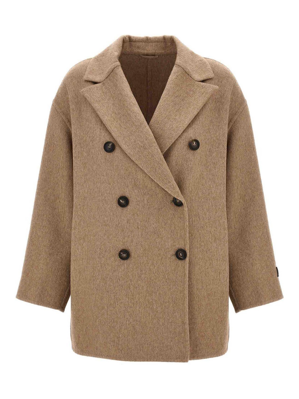 Shop Brunello Cucinelli Double-breasted Coat In Beige