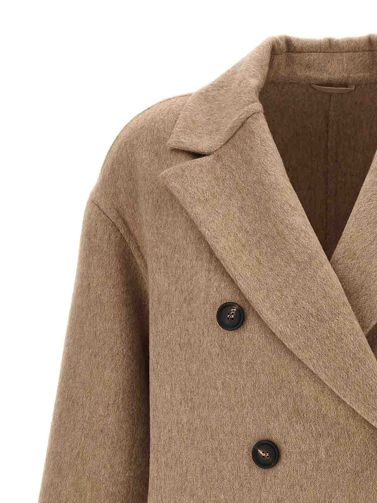 Shop Brunello Cucinelli Double-breasted Coat In Beige