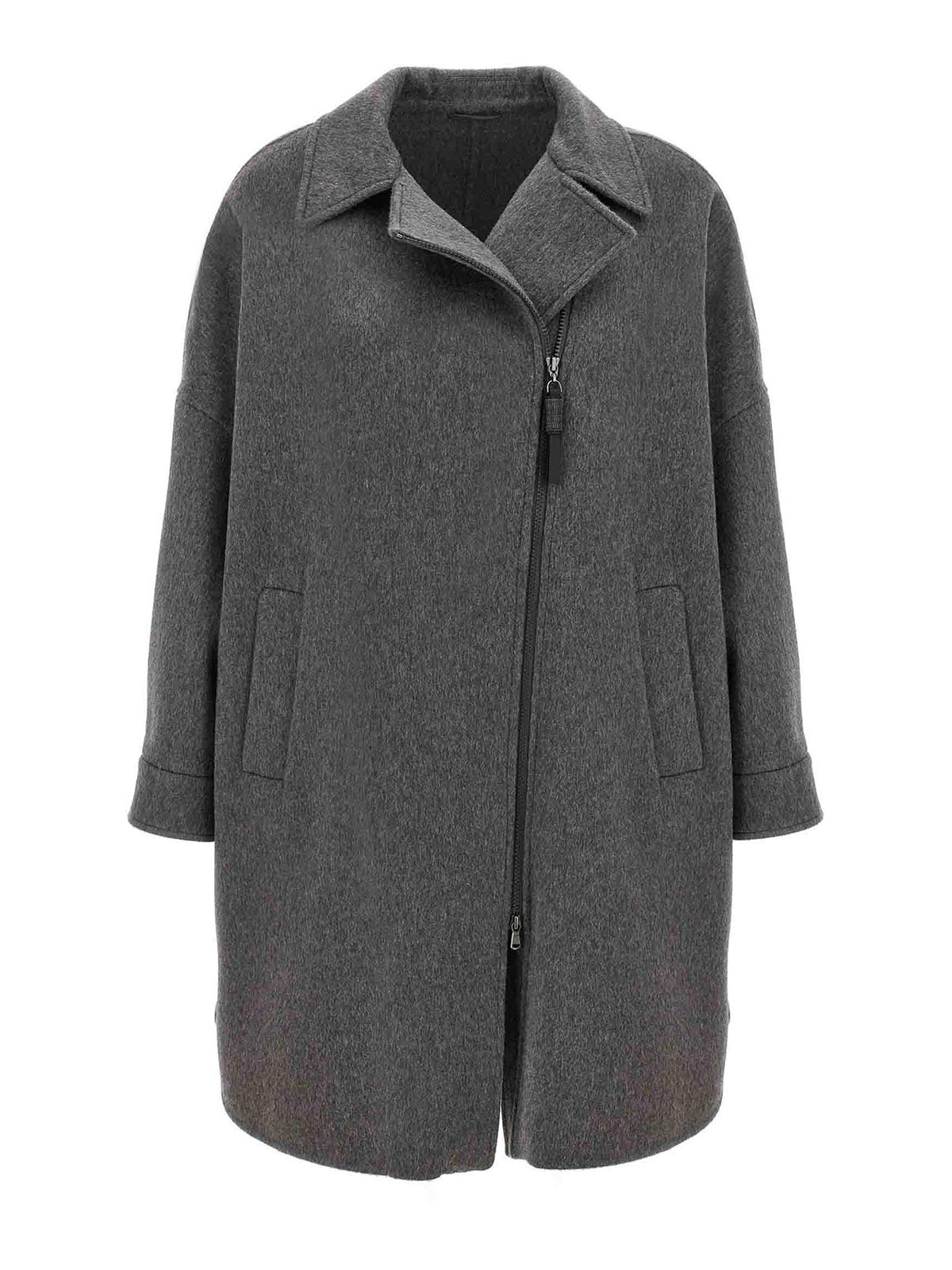 Shop Brunello Cucinelli Cocoon Coat In Grey