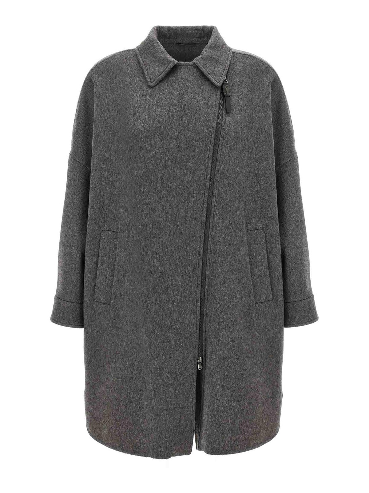 Shop Brunello Cucinelli Cocoon Coat In Grey