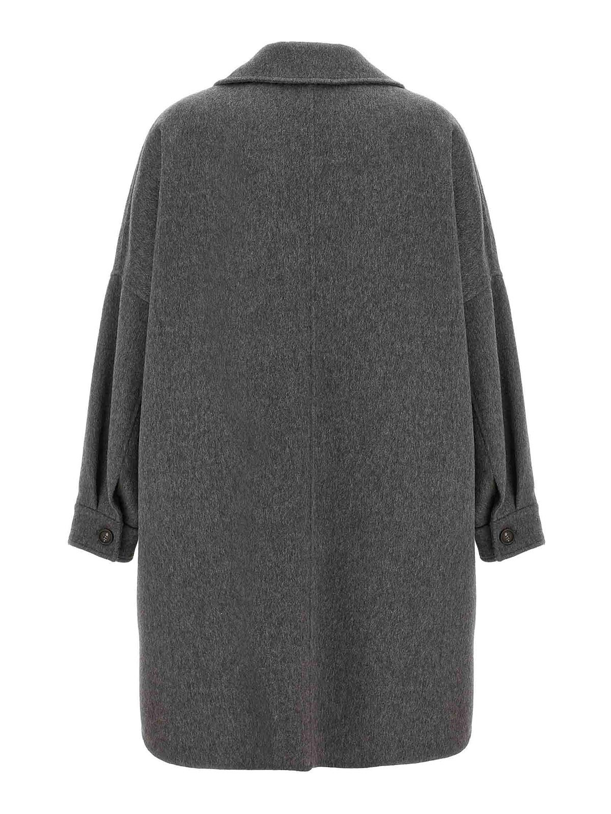 Shop Brunello Cucinelli Cocoon Coat In Grey