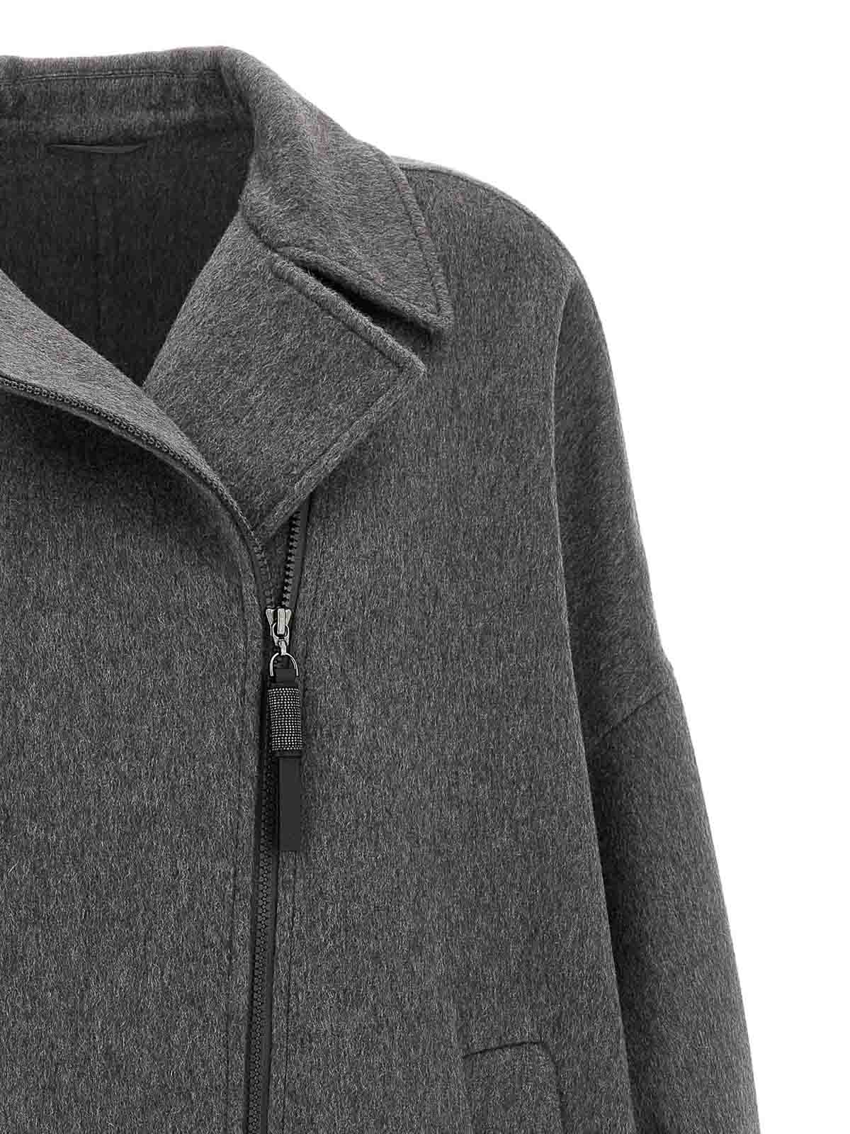 Shop Brunello Cucinelli Cocoon Coat In Grey