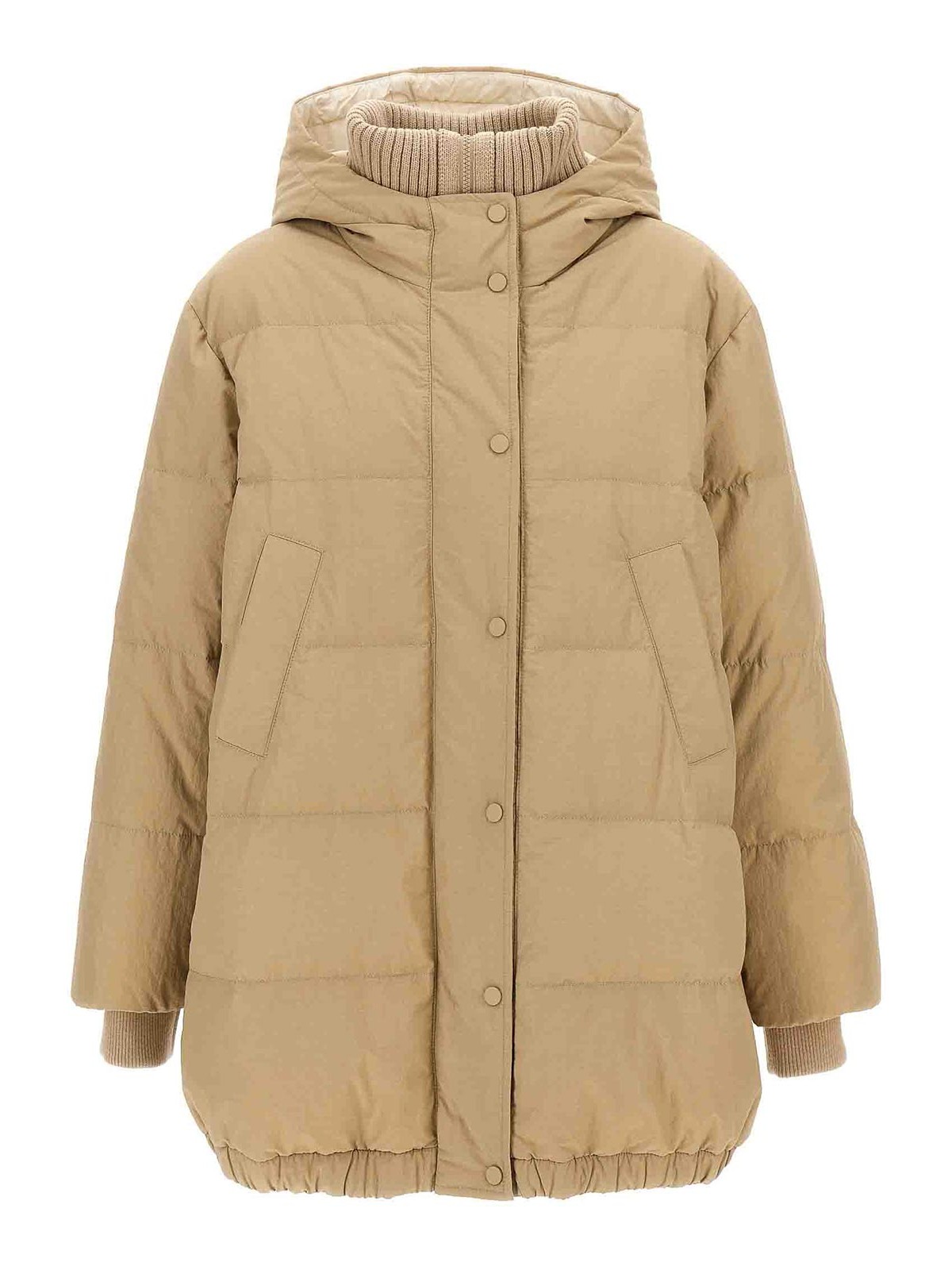 Shop Brunello Cucinelli Nylon Down Jacket In Beige