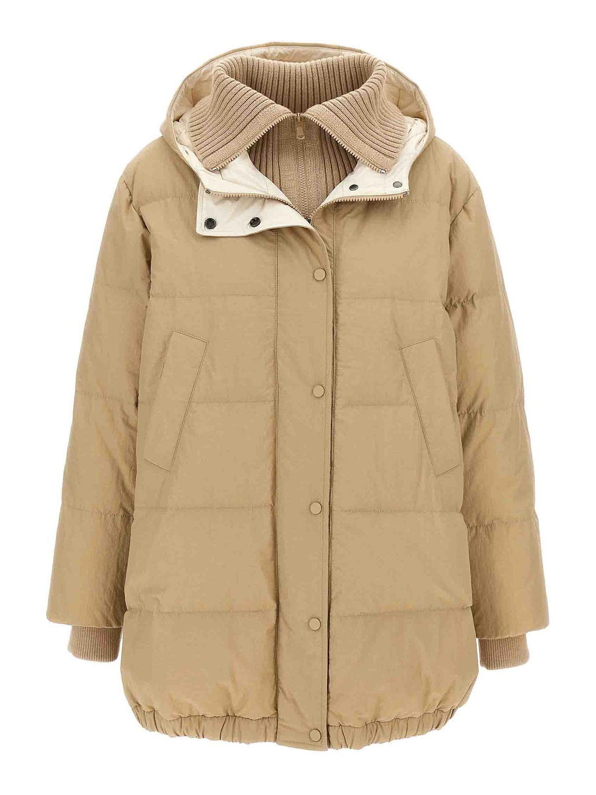 Shop Brunello Cucinelli Nylon Down Jacket In Beige