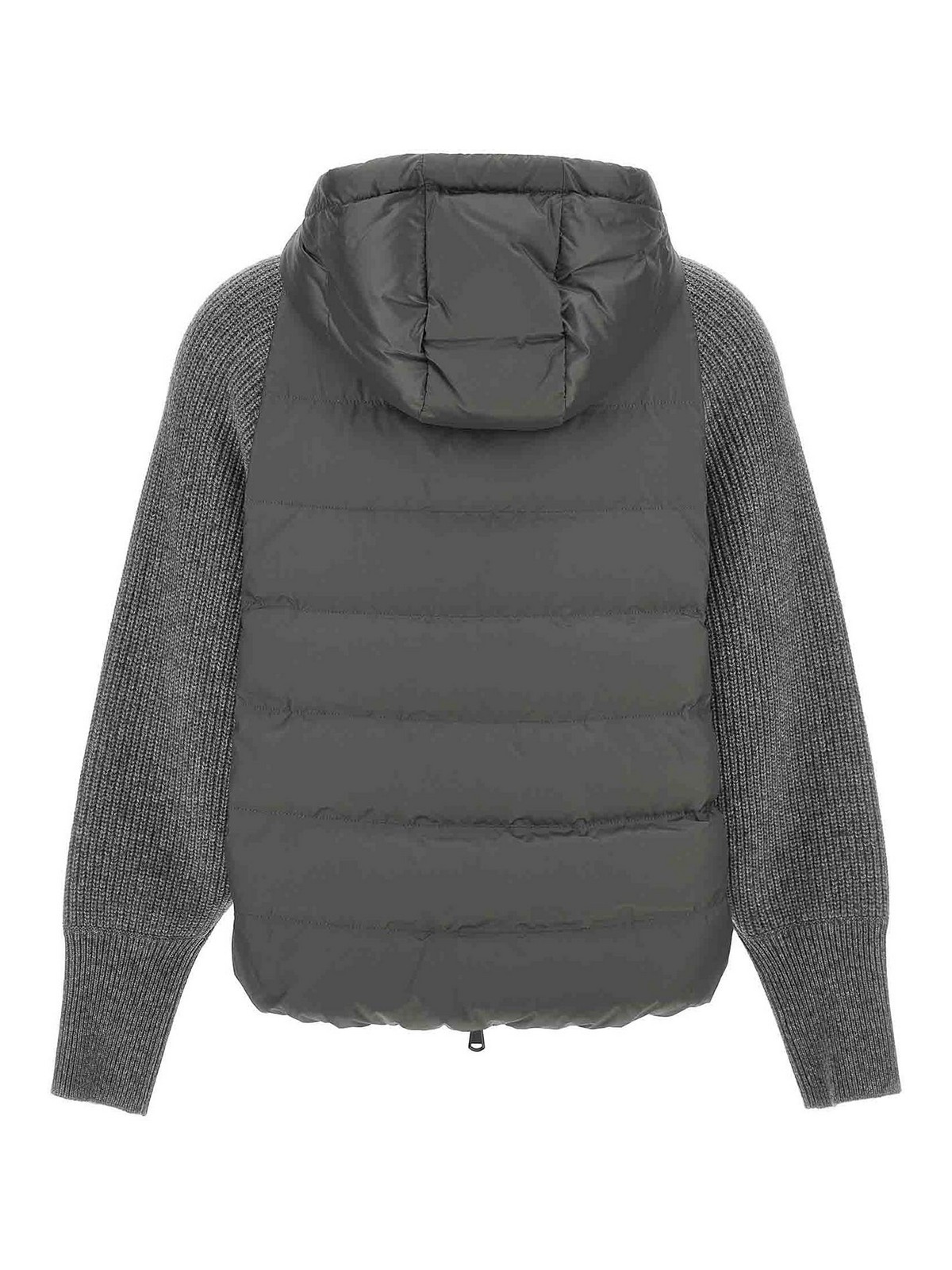 Shop Brunello Cucinelli Hooded Down Jacket With  Inserts In Grey