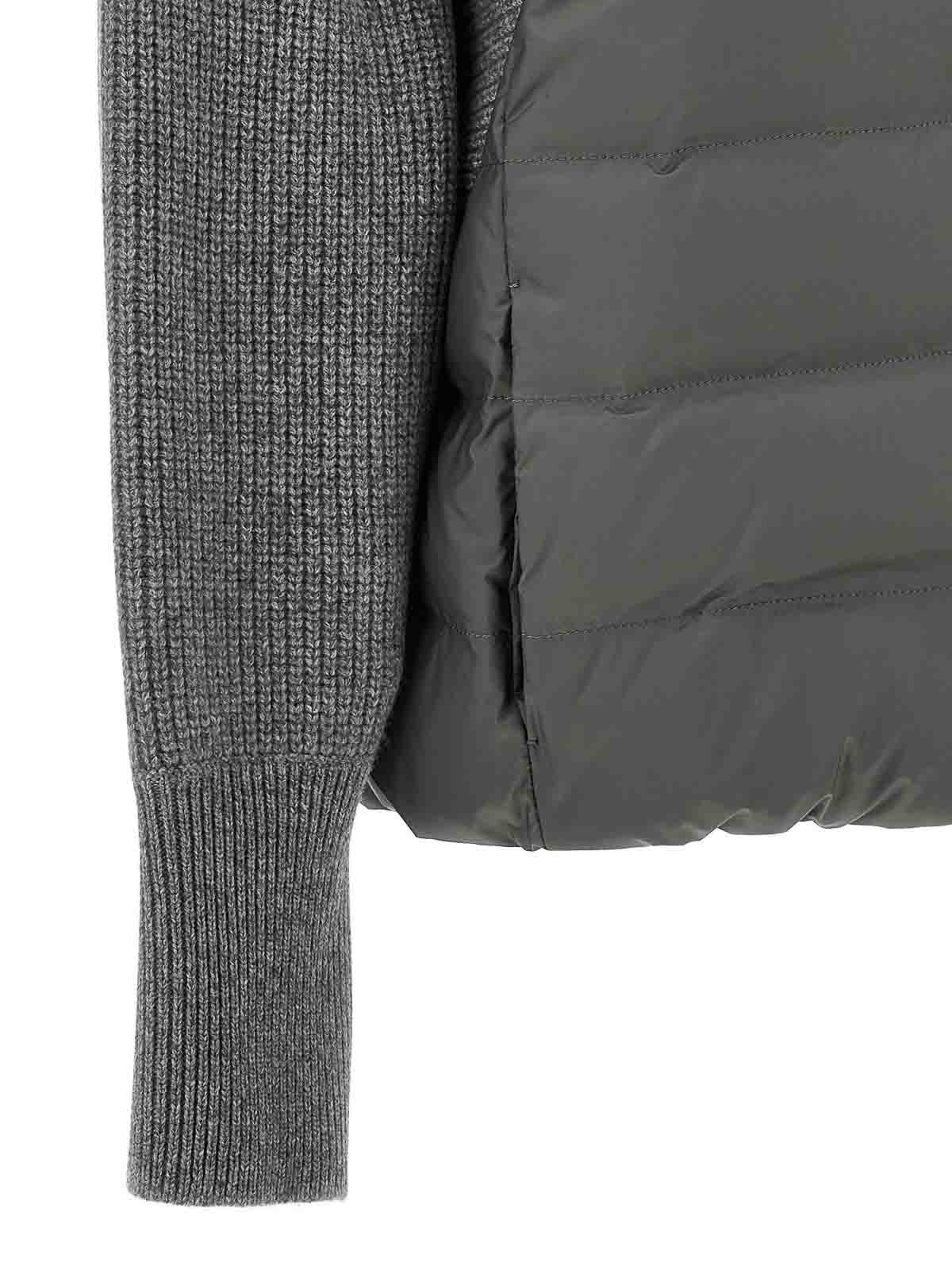 Shop Brunello Cucinelli Hooded Down Jacket With  Inserts In Grey