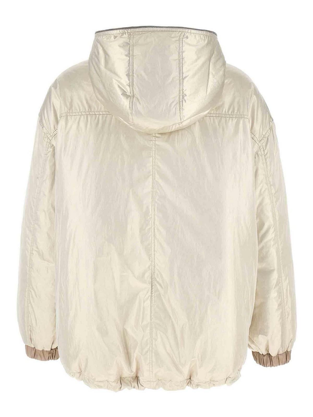 Shop Brunello Cucinelli Laminated Reversible Down Jacket In Beige