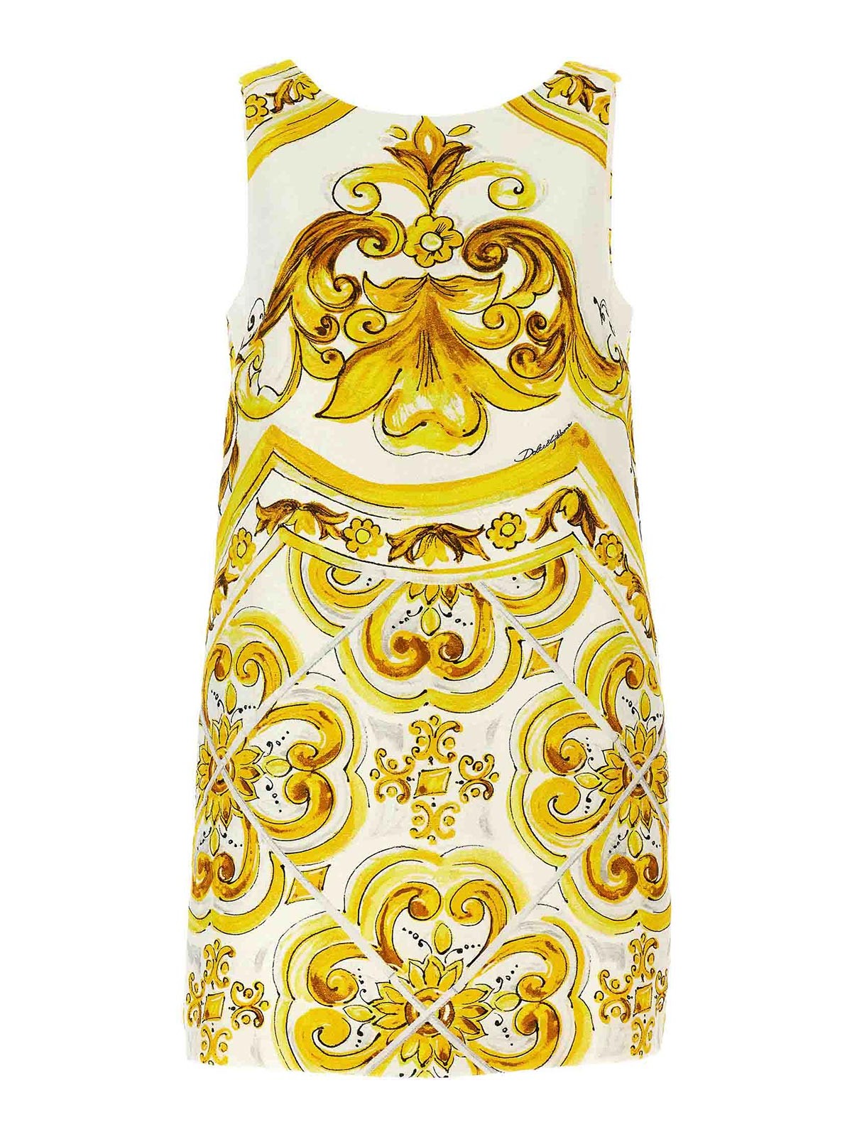 Shop Dolce & Gabbana Maiolica Jacquard Dress In Yellow