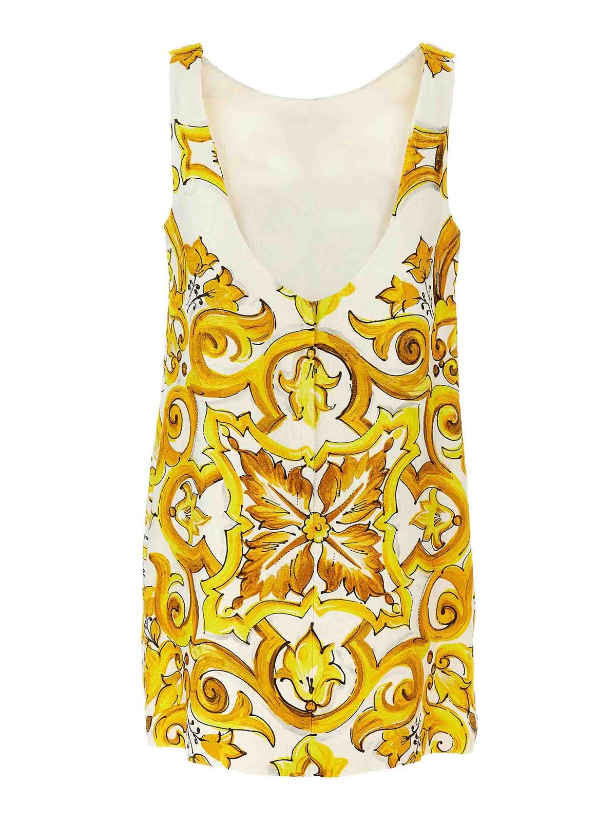 Shop Dolce & Gabbana Maiolica Jacquard Dress In Yellow