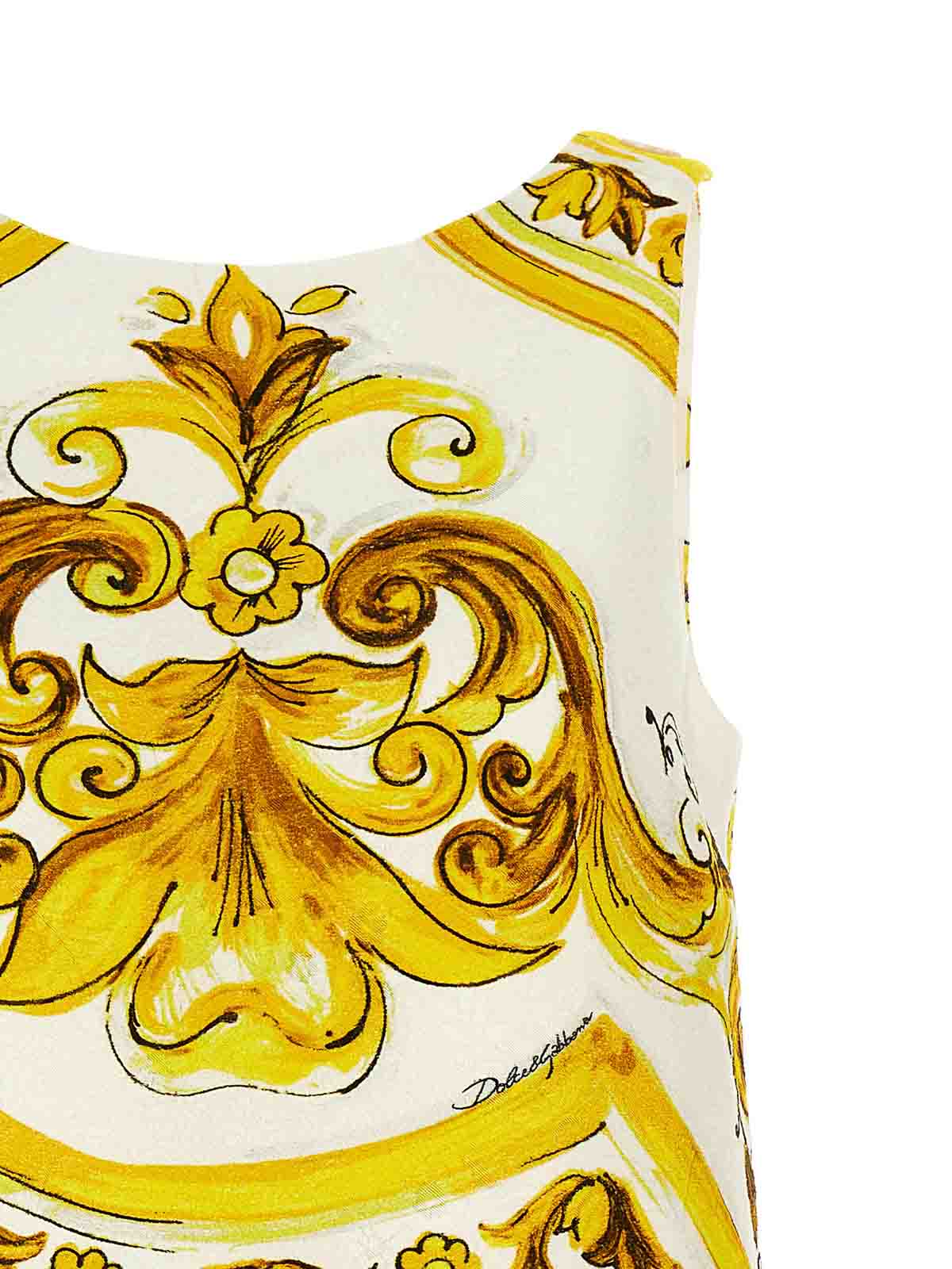 Shop Dolce & Gabbana Maiolica Jacquard Dress In Yellow