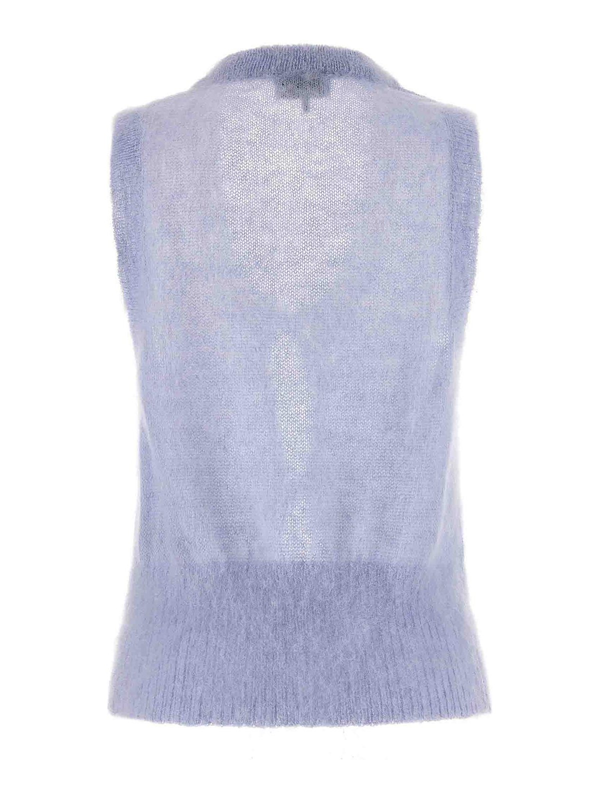 Shop Ganni Bow Vest In Light Blue