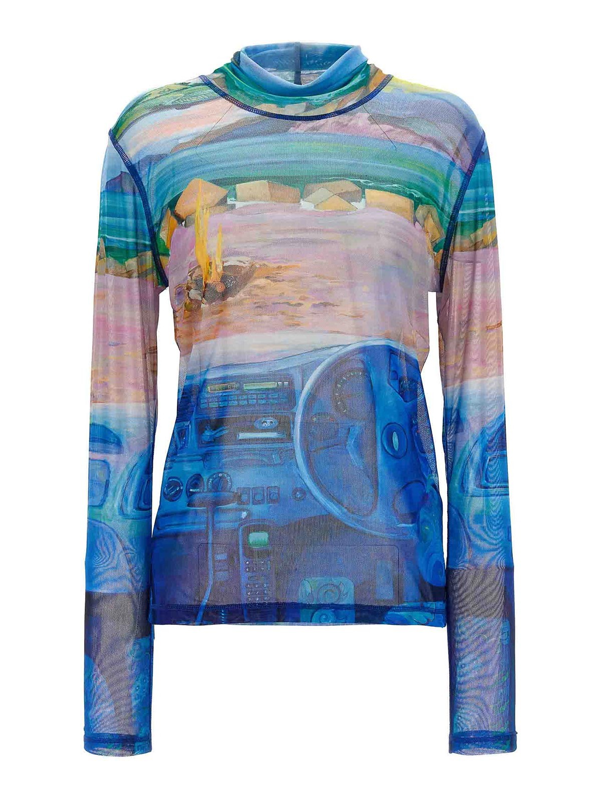 Shop Jw Anderson Print Semi-transparent Top In Multicolour