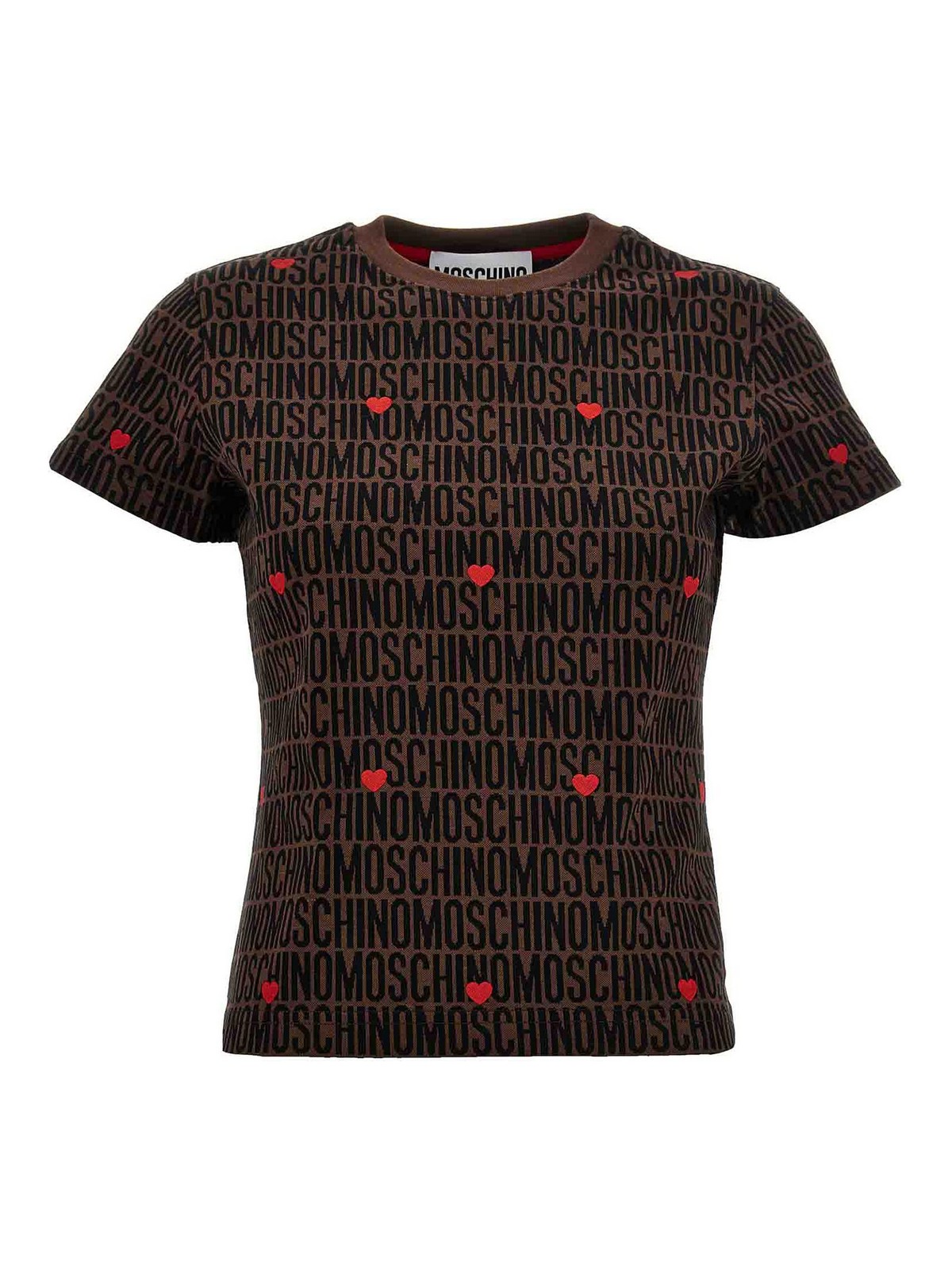 Shop Moschino Cotton T-shirt In Brown