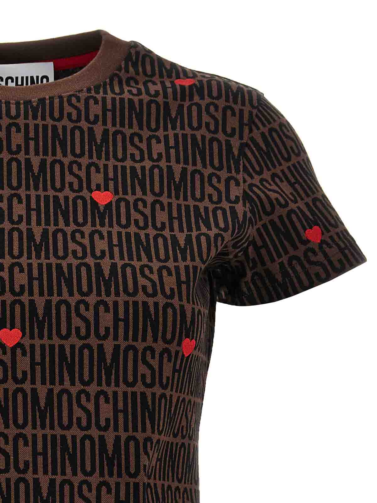 Shop Moschino Cotton T-shirt In Brown