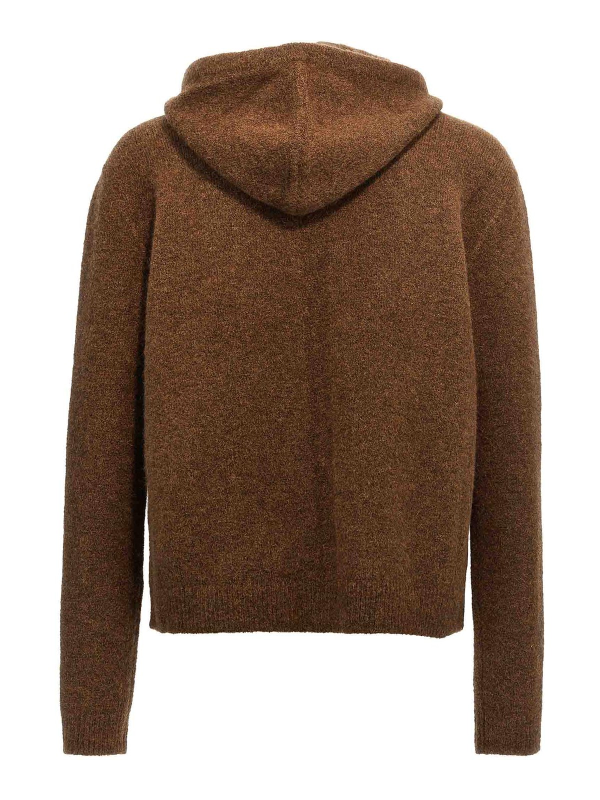 Shop Rick Owens Zipped Hoodie Long Hooded Cardigan In Brown