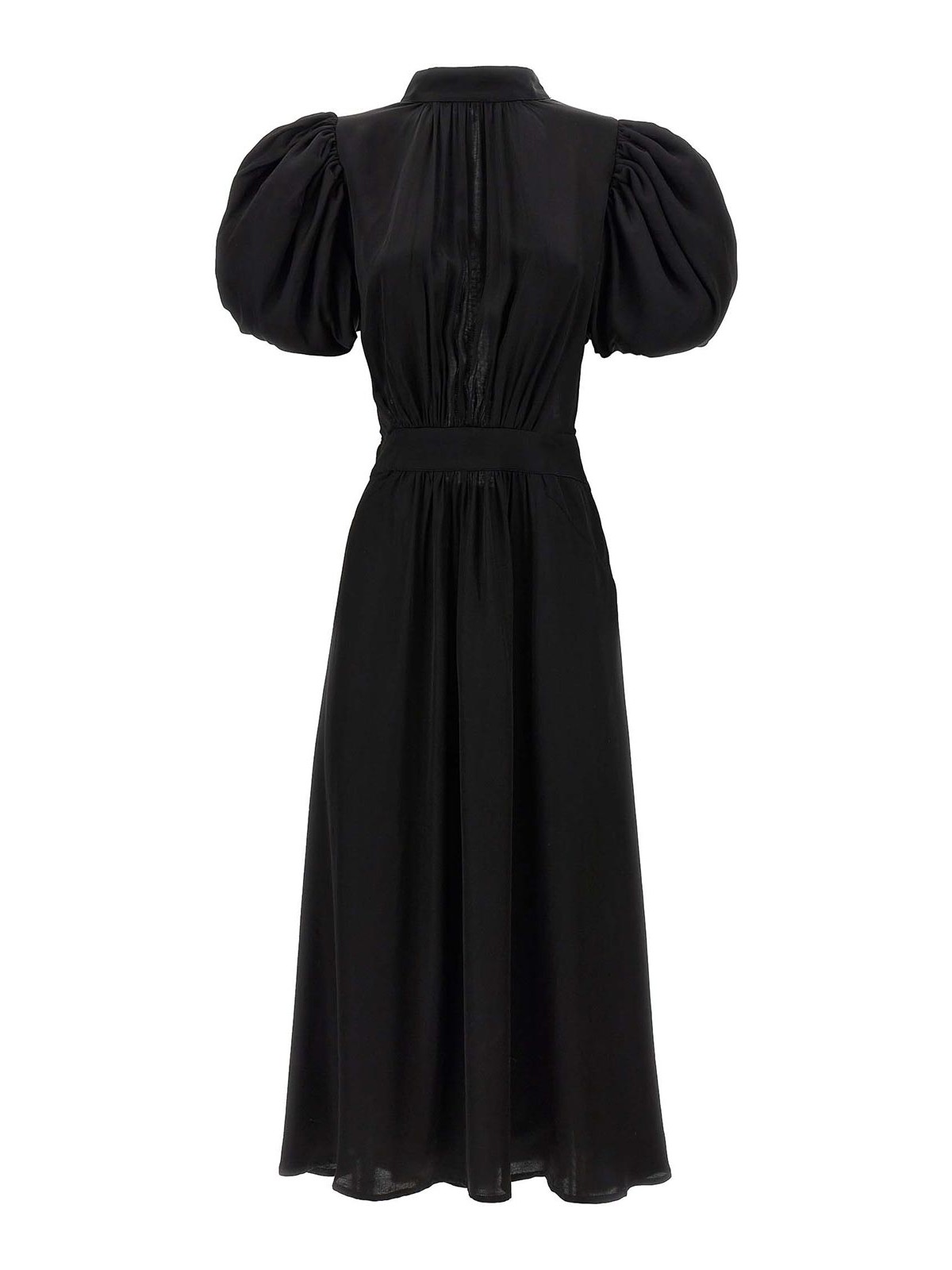 Shop Rotate Birger Christensen Puff Sleeve Midi Dress In Black