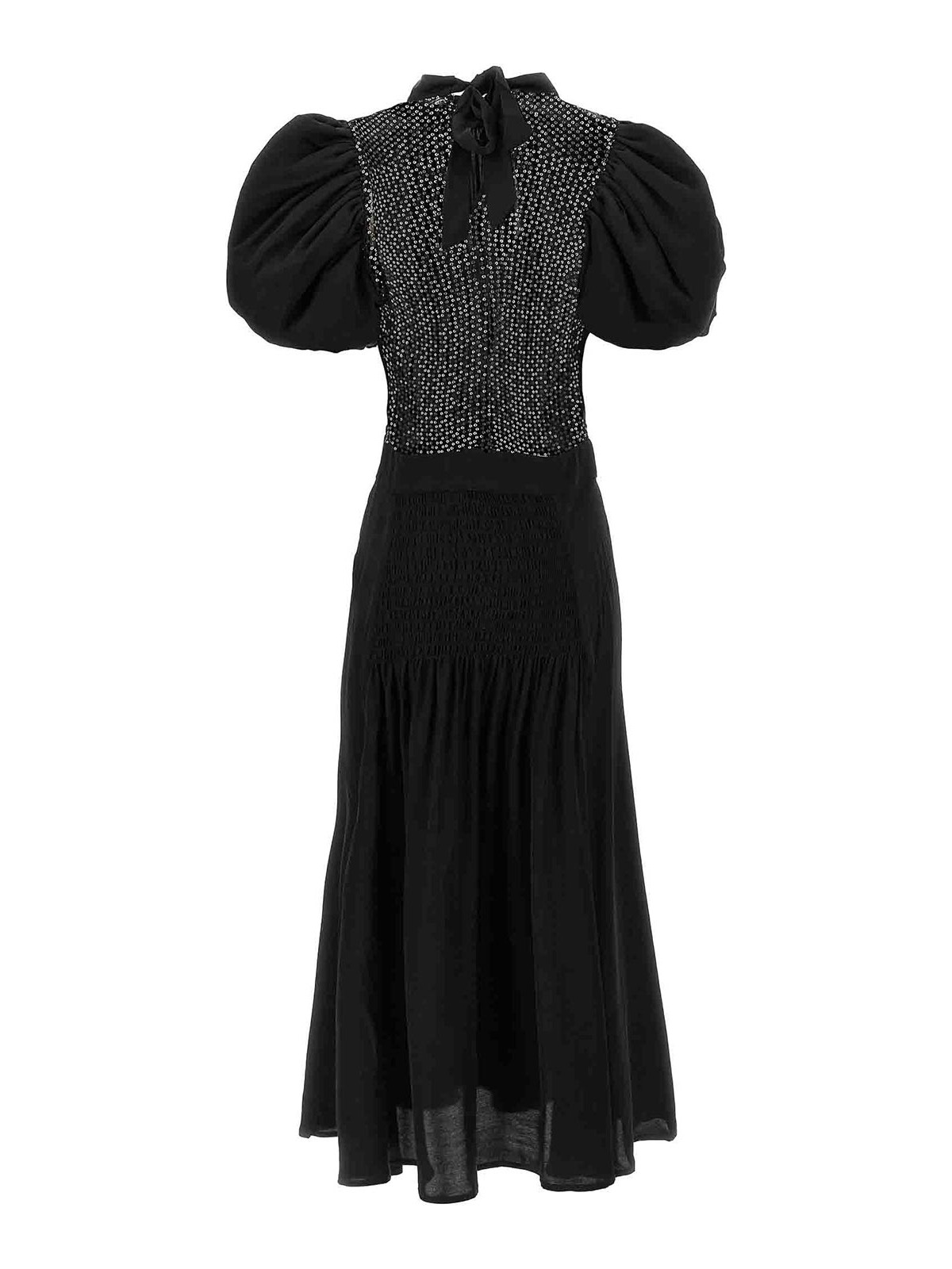 Shop Rotate Birger Christensen Puff Sleeve Midi Dress In Black