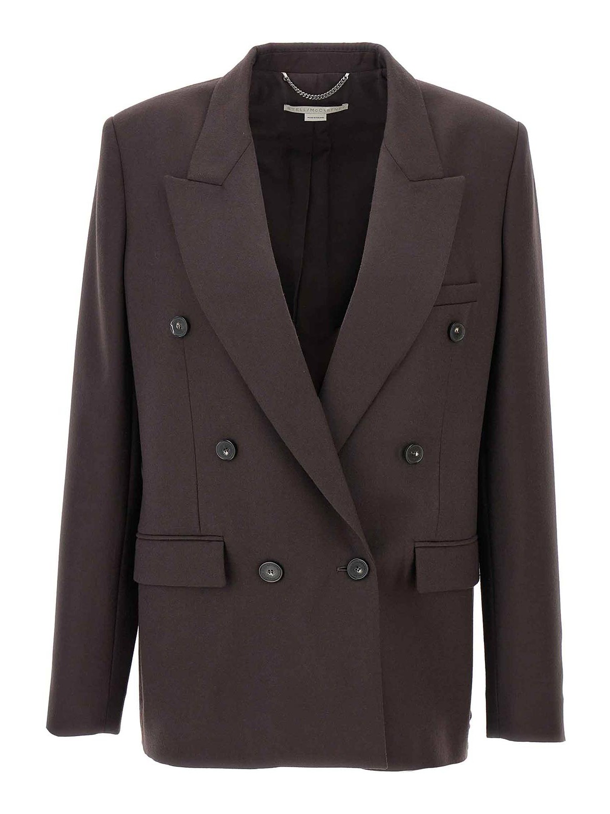 Shop Stella Mccartney Double-breasted Wool Blazer In Brown