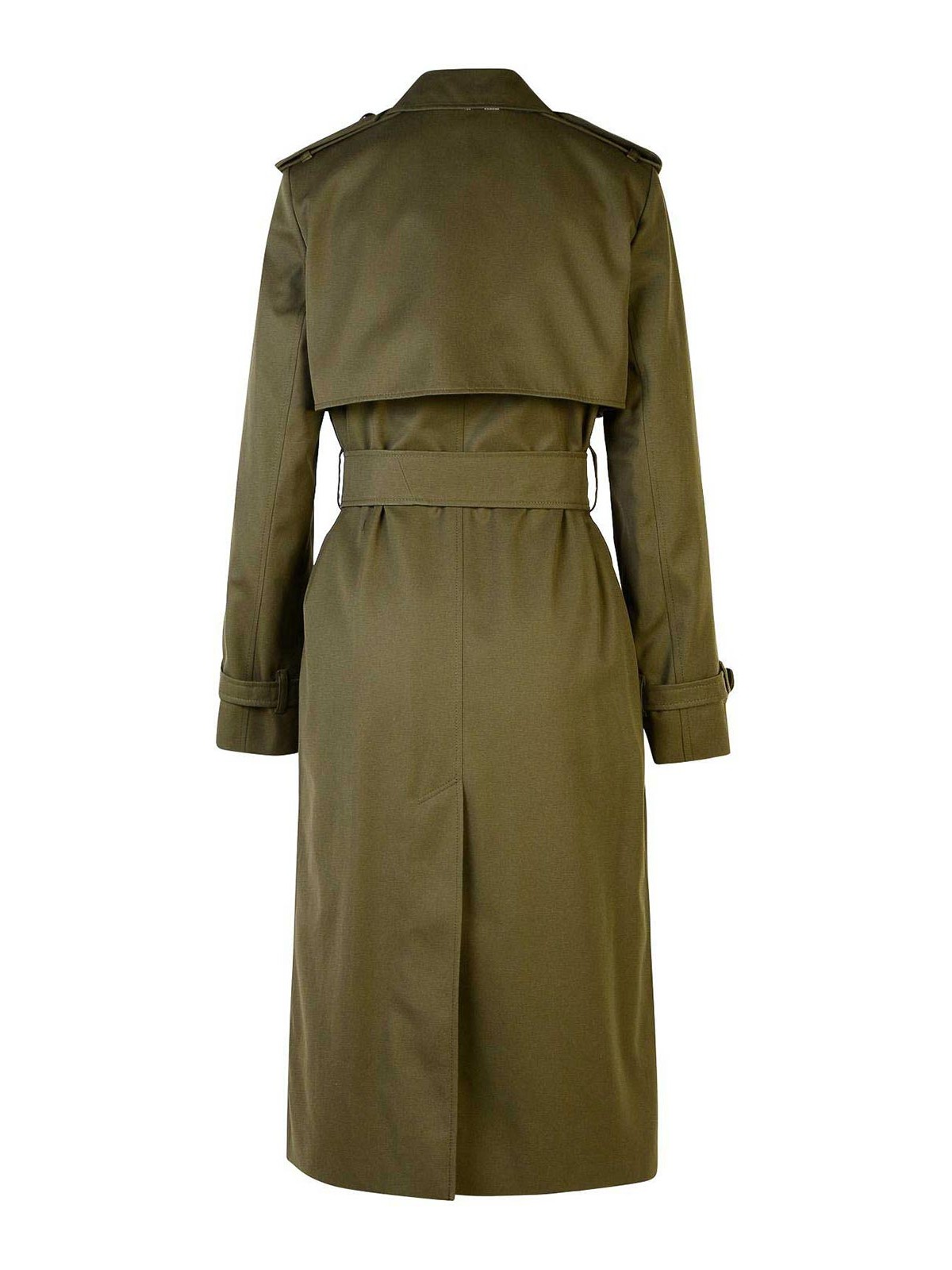 Shop Burberry Green Cotton Lend Trench Coat In Verde