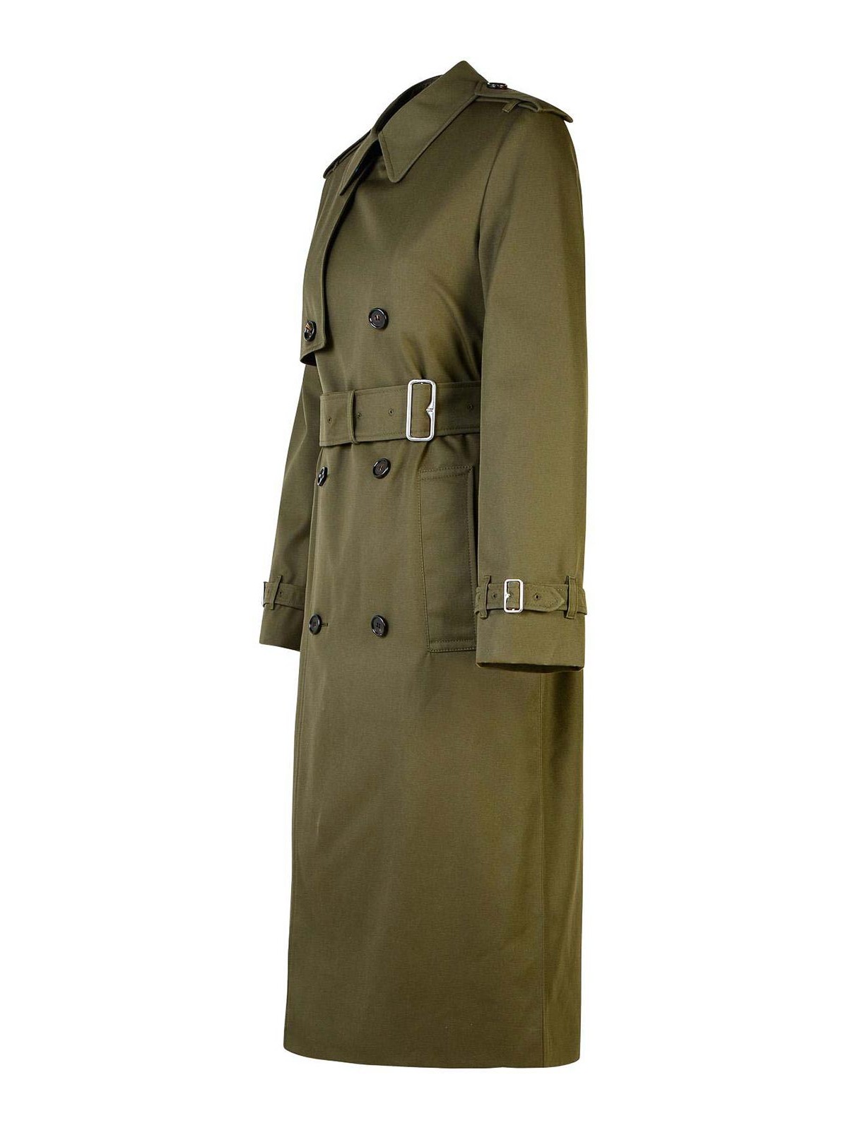 Shop Burberry Green Cotton Lend Trench Coat In Verde