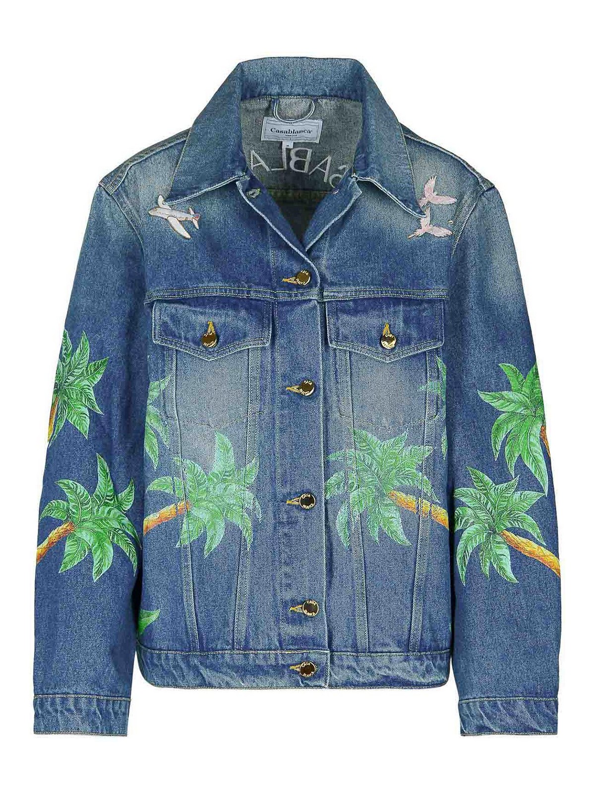 Shop Casablanca Blue Denim Jacket In Lavado Claro