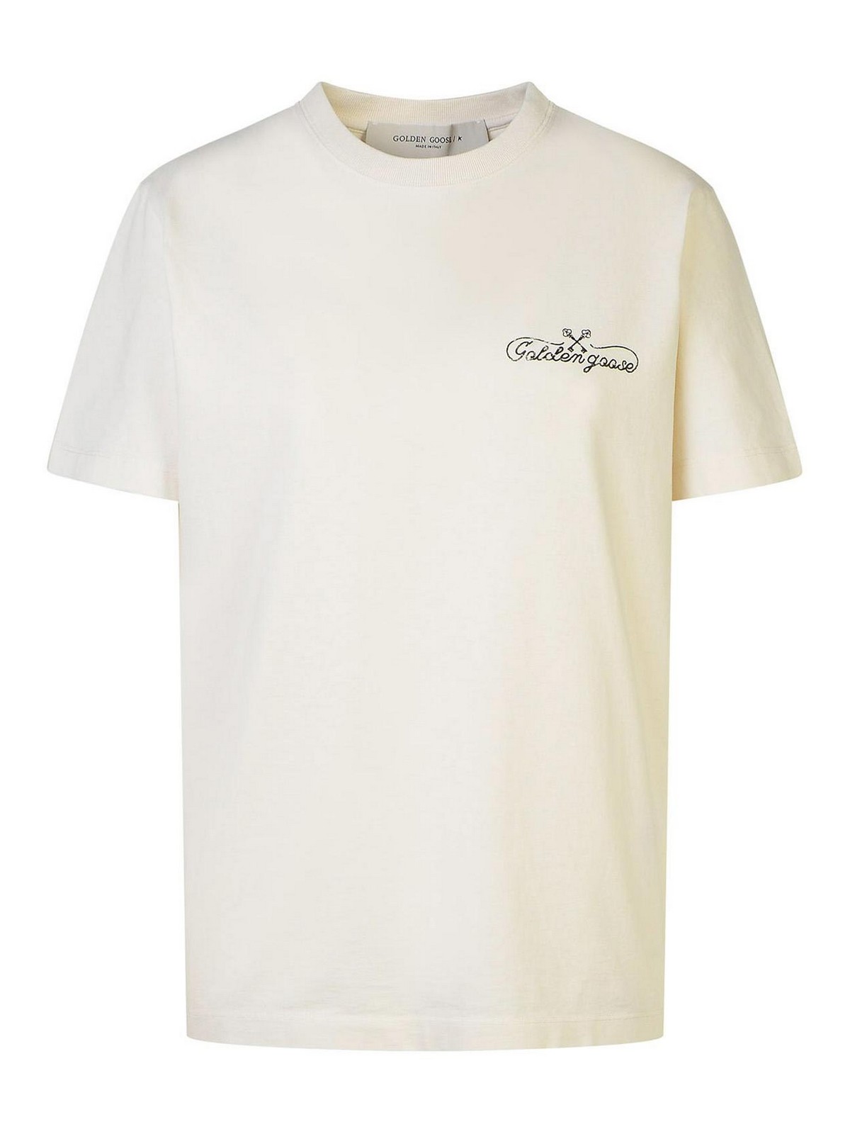 Shop Golden Goose Journey White Cotton T-shirt In Blanco