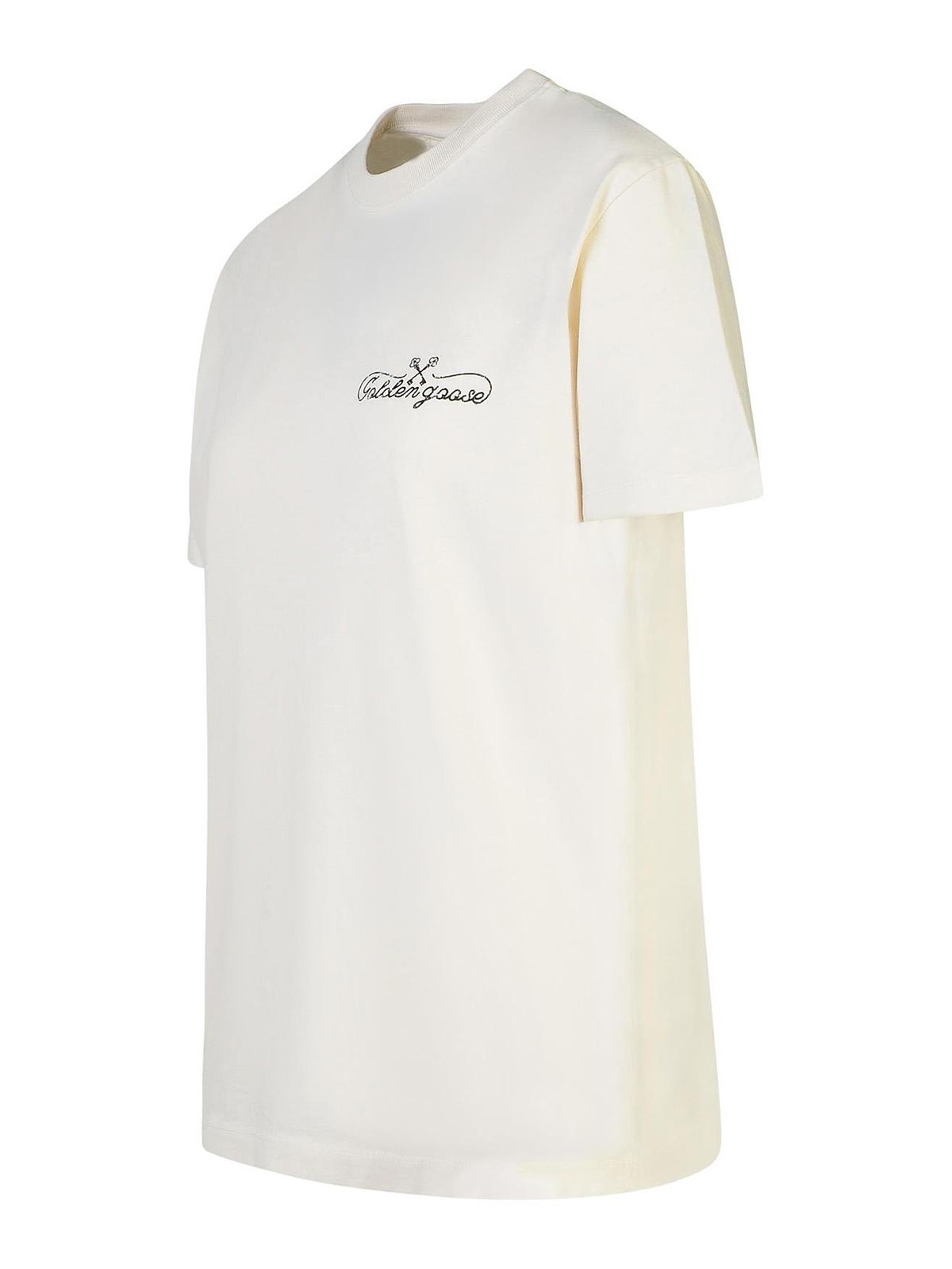 Shop Golden Goose Journey White Cotton T-shirt In Blanco