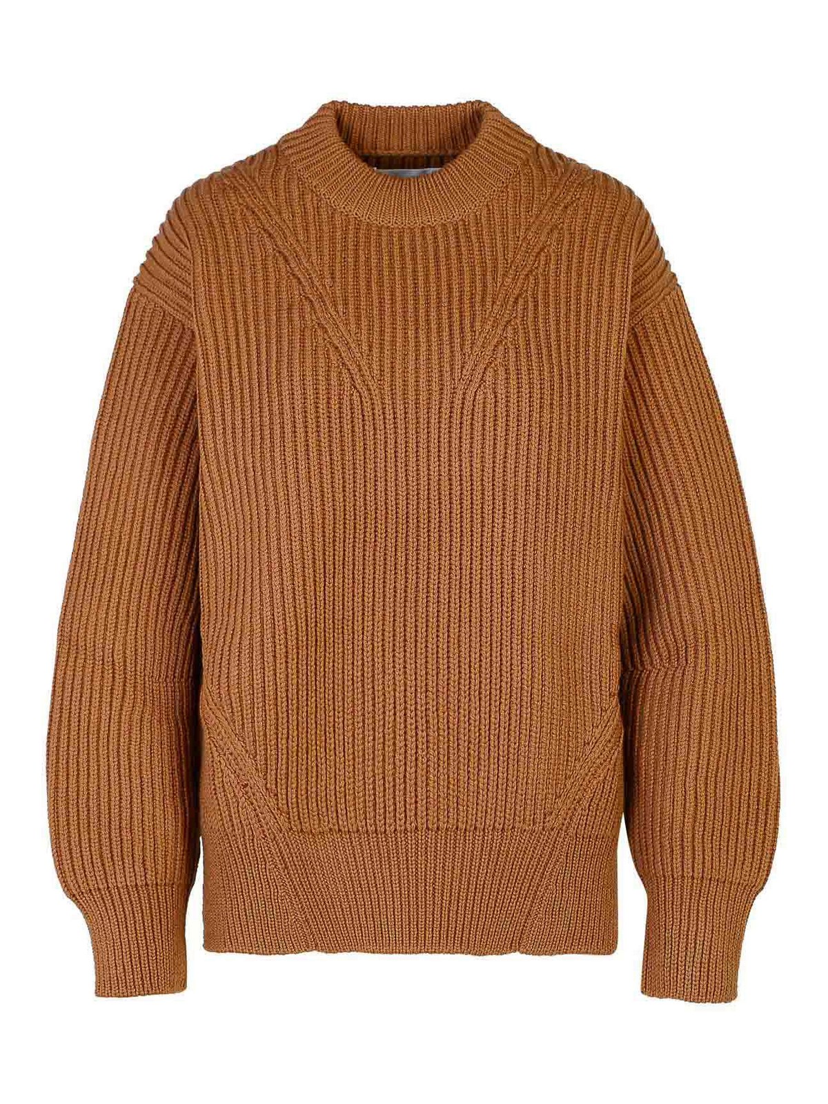 JIL SANDER BROWN WOOL SWEATER 