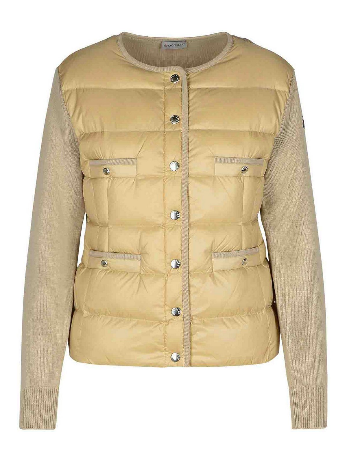 Shop Moncler Beige Nylon Blend Sweater In Beis