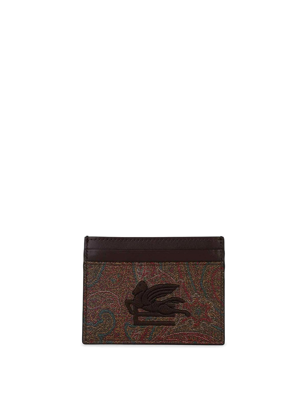 Shop Etro Arnica Brown Leather Card Holder In Marrón