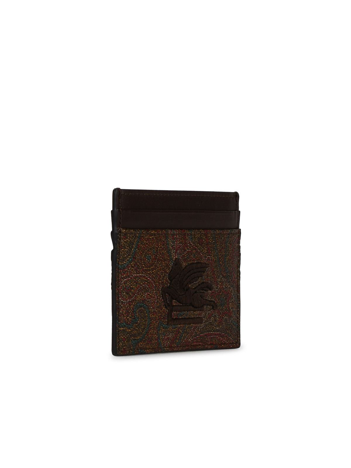 Shop Etro Arnica Brown Leather Card Holder In Marrón