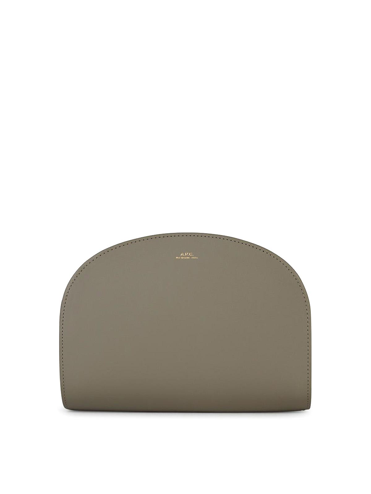 Shop Apc Demi Lune Green Leather Crossbody Bag In Verde